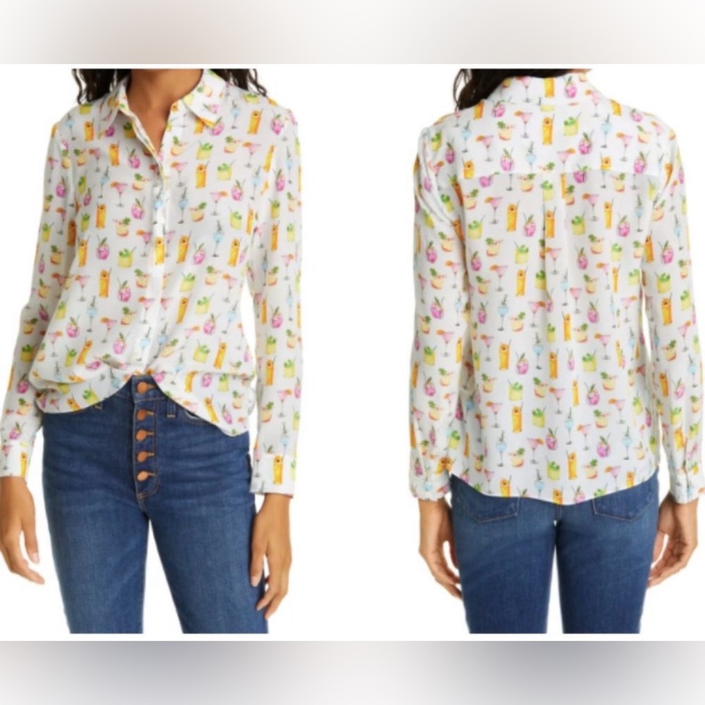 Alice + Olivia Willa Silk Blouse Cocktail Print. Size S. Like New. MSRP $295